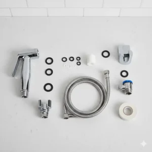 All the necessary parts and accessories included in the bidet toilet faucet installation kit.