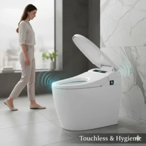 Convenient and hygienic touchless auto open and close lid on the smart auto bidet toilet