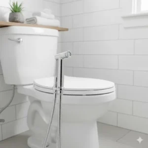 Clean and hygienic bathroom featuring a newly installed bidet toilet faucet for better personal care.