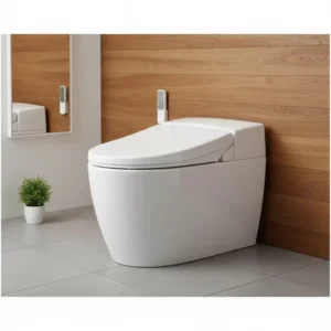 Side profile of the integrated design of the best toilet bidet combination, highlighting its seamless look.