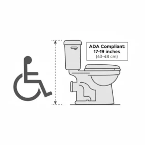 Diagram illustrating the ADA-compliant comfort height of a toilet, a key feature of the best ADA toilet with bidet.