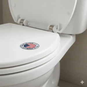 Detail of the durable, quiet, soft-close hinge mechanism found on a high-quality toilet seats made in usa.