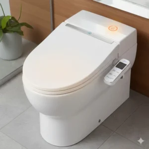 Focus on the comfortable, heated seat feature of the best toilet bidet combination.