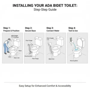 Step-by-step diagram for installing an ADA-height unit for the best ADA toilet with bidet combo.