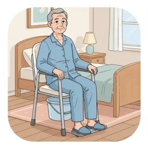 A standalone bedside commode designed as functional toilet chairs for elderly with limited mobility.