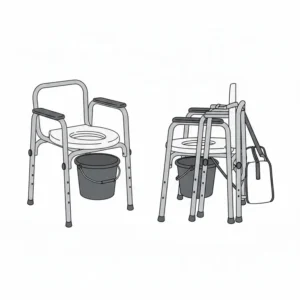 A lightweight and portable folding commodes for seniors designed for easy travel and storage.