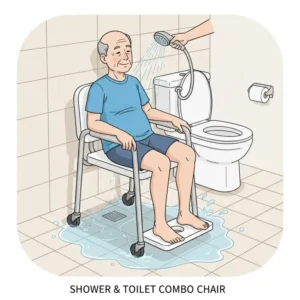 Waterproof rolling shower chair that also serves as versatile toilet chairs for elderly care.