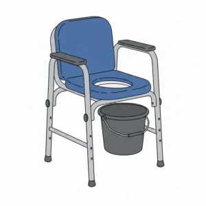 Comfortable padded seat commodes for seniors with a soft backrest and non-slip feet.