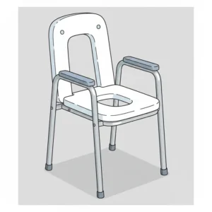 A sturdy toilet chairs for disabled seniors featuring reinforced safety armrests to assist with sitting and standing.