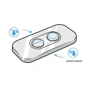 Detail of the chrome dual-flush buttons on the best toilet with powerful flush settings.