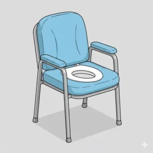 An illustration of a soft, padded toilet chairs for disabled users designed to prevent pressure sores and provide extra comfort during use.