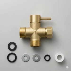 Illustration 1: Solid brass bidet parts T-valve adapter used to connect the water supply to the bidet seat.