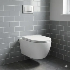 Floating wall-mounted models of tankless toilets for small bathrooms with a minimalist look.