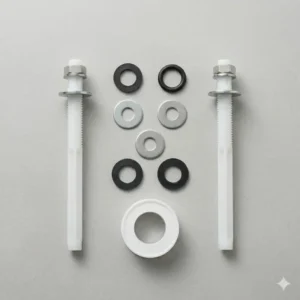 Illustration 3: A pair of nylon mounting bolts and top-fix expansion nuts, essential bidet parts for securing a bidet seat.
