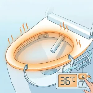 A detailed illustration of the heated seat feature on a smart sensor toilet advanced technology.