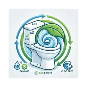 An eco-friendly icon representing the water savings of the best anti clog toilet.