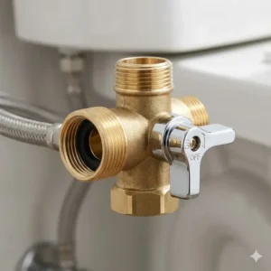 Exploded view diagram showing the internal components and washers of a bidet t connector.