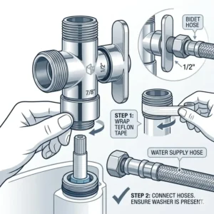 Detailed exploded view illustration showing the internal components of a t adapter valve.