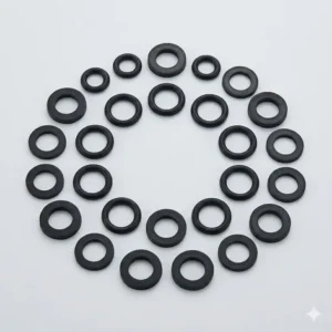 A set of leak-proof rubber washers and gaskets found in bidet replacement parts catalogs.