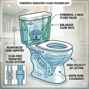 Internal view of the powerful 3-inch flush valve and clog-free system of the best toilet for obese person.