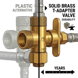 Comparison between a solid brass t adapter valve and plastic alternatives for long-term durability.