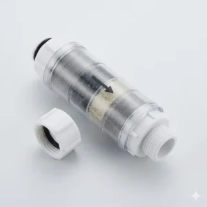 Inline sediment water filter designed to work with various bidet replacement parts.