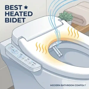 A close-up illustration of the remote control interface for a bidet heated system.