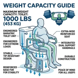 Detailed weight capacity guide for a reinforced toilet obese individuals require for safety.
