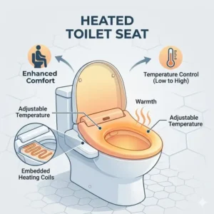 Adjustable heated seat function on a japanese wc bidet