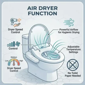 Powerful air dryer system for a japanese wc bidet
