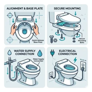 Step-by-step installation process for a japanese wc bidet