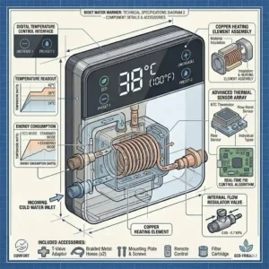 Step-by-step diagram showing how to connect a bidet water warmer to a standard bathroom water supply.