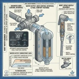 Infographic highlighting the energy-saving eco-mode features of a modern bidet water warmer.
