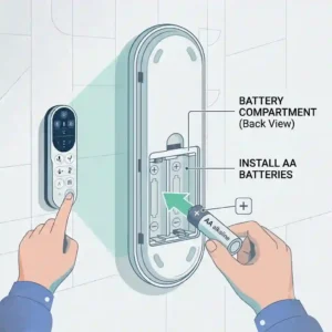 An elderly person easily operating an accessible smart toilet using a wall-mounted wireless bidet remote.