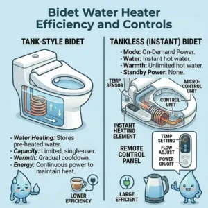 Icon illustration showcasing the hygiene and soothing benefits of using a heated water bidet water heater for personal care.