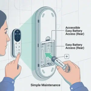 A step-by-step technical illustration showing how to open the battery compartment back panel of a bidet remote.