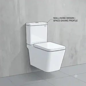 TOTO toilet square illustration 1 showing a side view.
