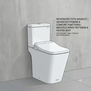 TOTO toilet square illustration 3 showing a close-up of the flush button.