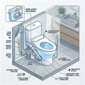 An infographic comparing water and paper savings achieved by using a bidet toilet pump assisted toilet bidet.